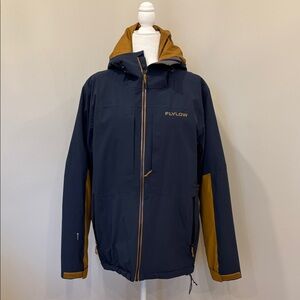 FLYLOW Men's Navy and Brown Ski Jacket Jacket